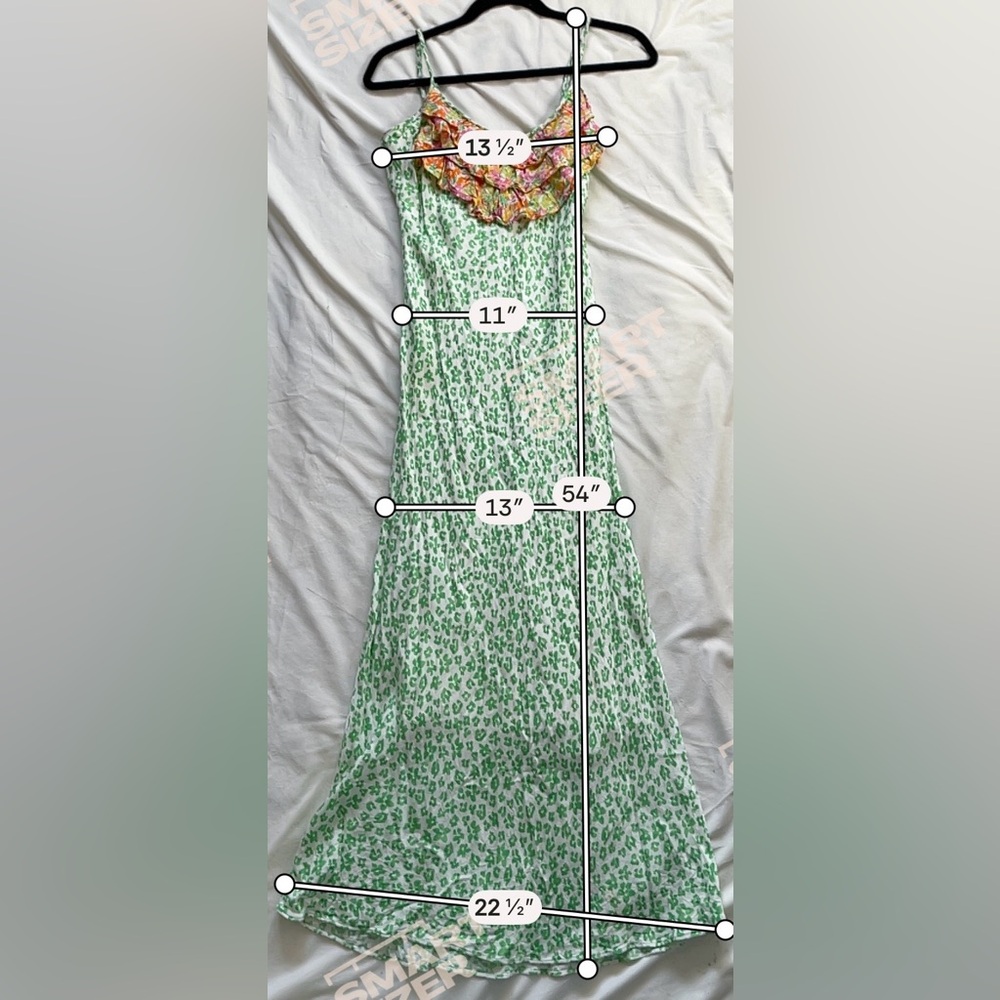 Rixo X Target Green Floral Ruffle Slip Dress Spaghetti Strap Midi Boho Y2K XS - Picture 5 of 7